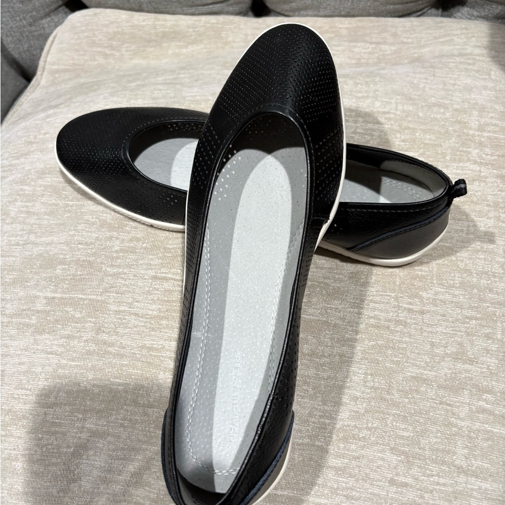 Black Perforated Slip-On Comfort Flats